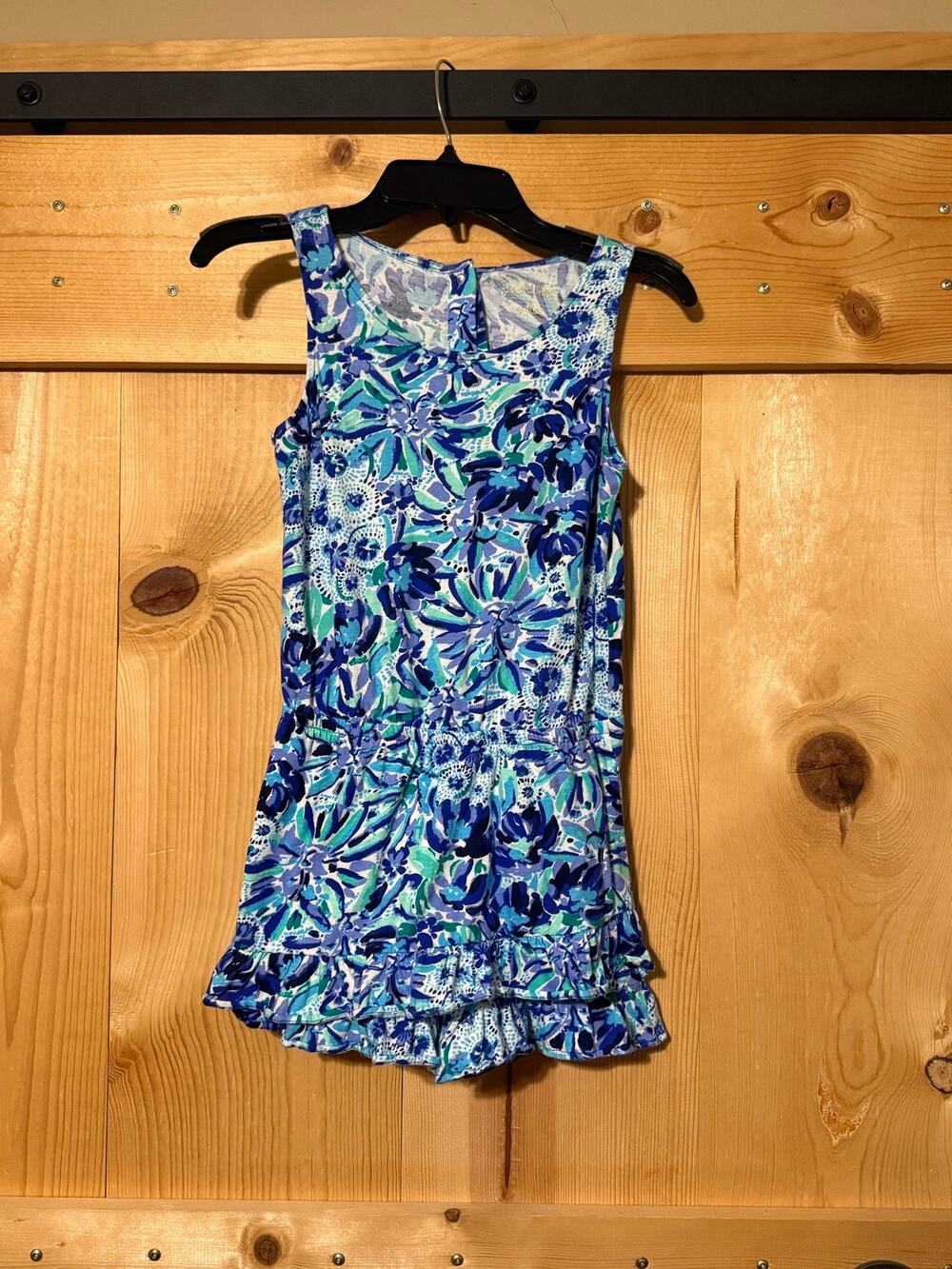 Lilly Pulitzer Girl’s Romper Blue Sleeveless Size 6/7 100% Cotton